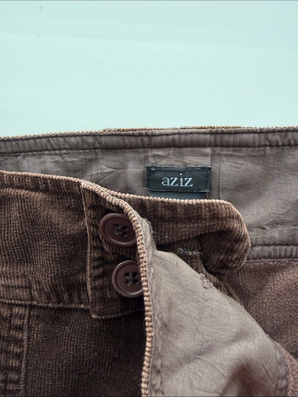 Aziz brown corduroy cargo pants straight Low Rise flap pockets vintage Y2K Small - Picture 4 of 7